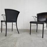 Vintage black leather dining chairs by Arrben, 1980s