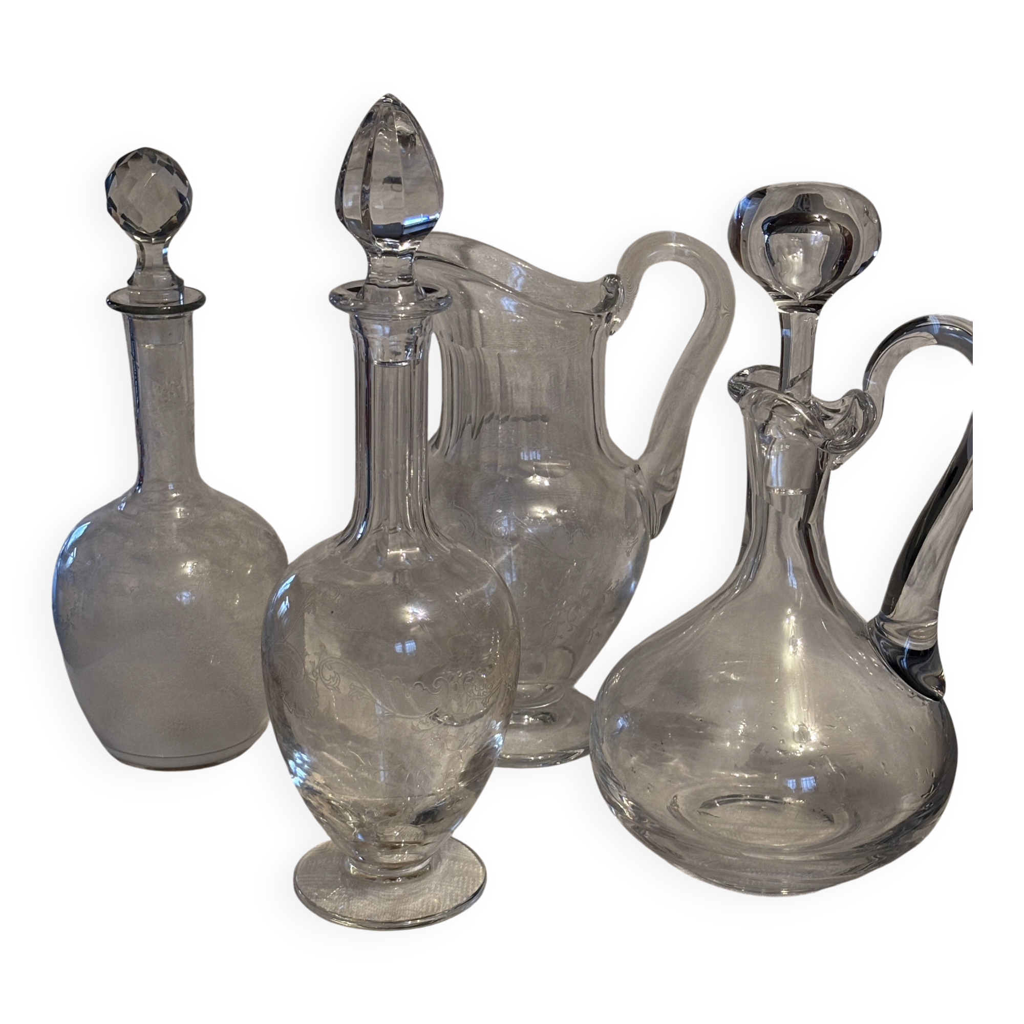 Antique St. Louis crystal carafes