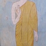 Peinture sur soie Bouddha, Thaïlande 19ème