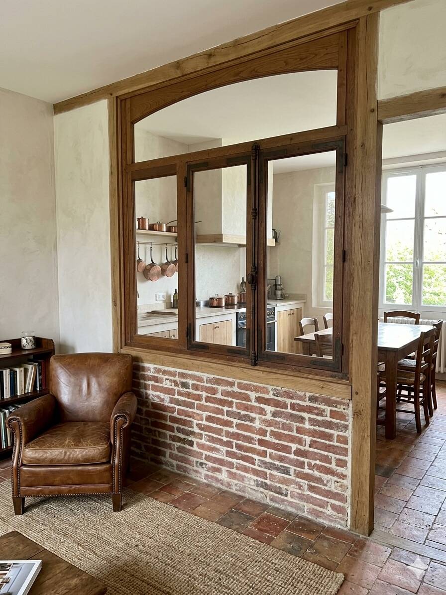 Old solid oak window from the early 20th century.