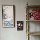 Oil on wood wild pansies 29x17