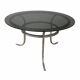 Vintage Round Table Chrome Legs Smoked Glass Top