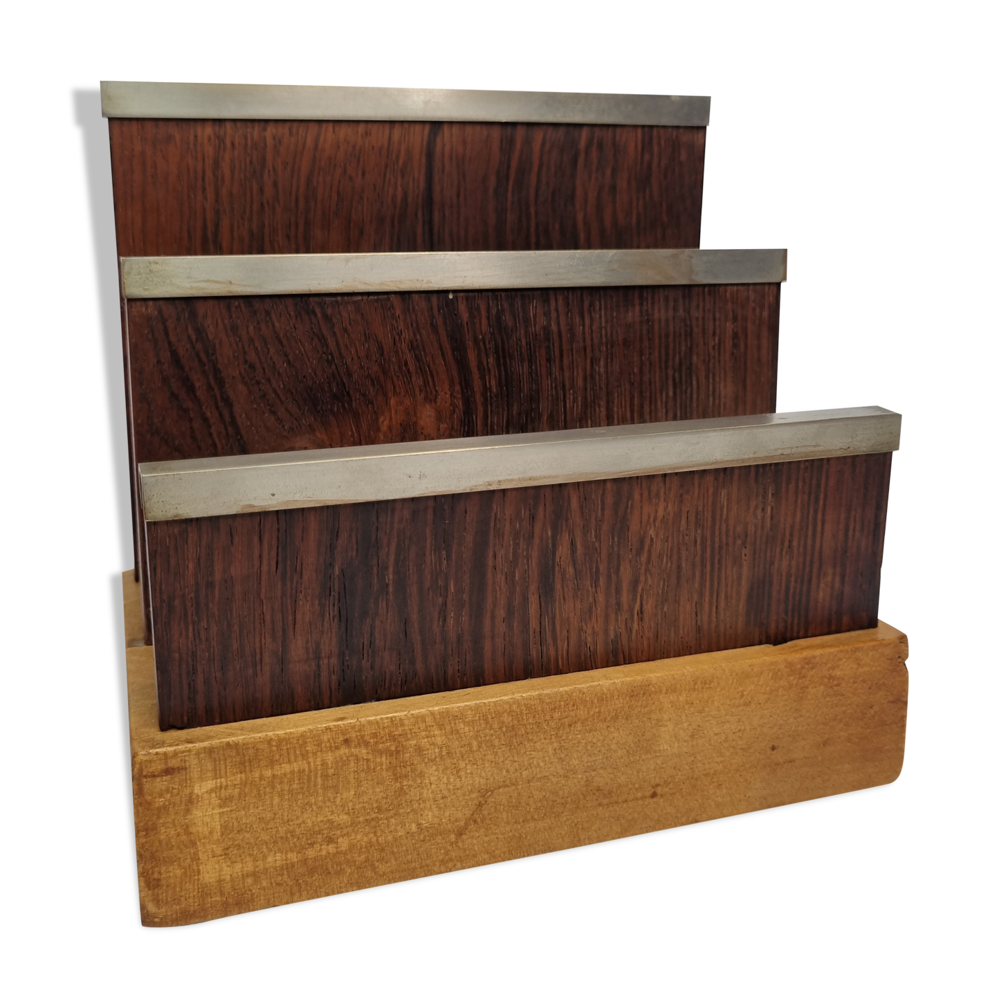 Art Deco letter carrier in precious wood and metal