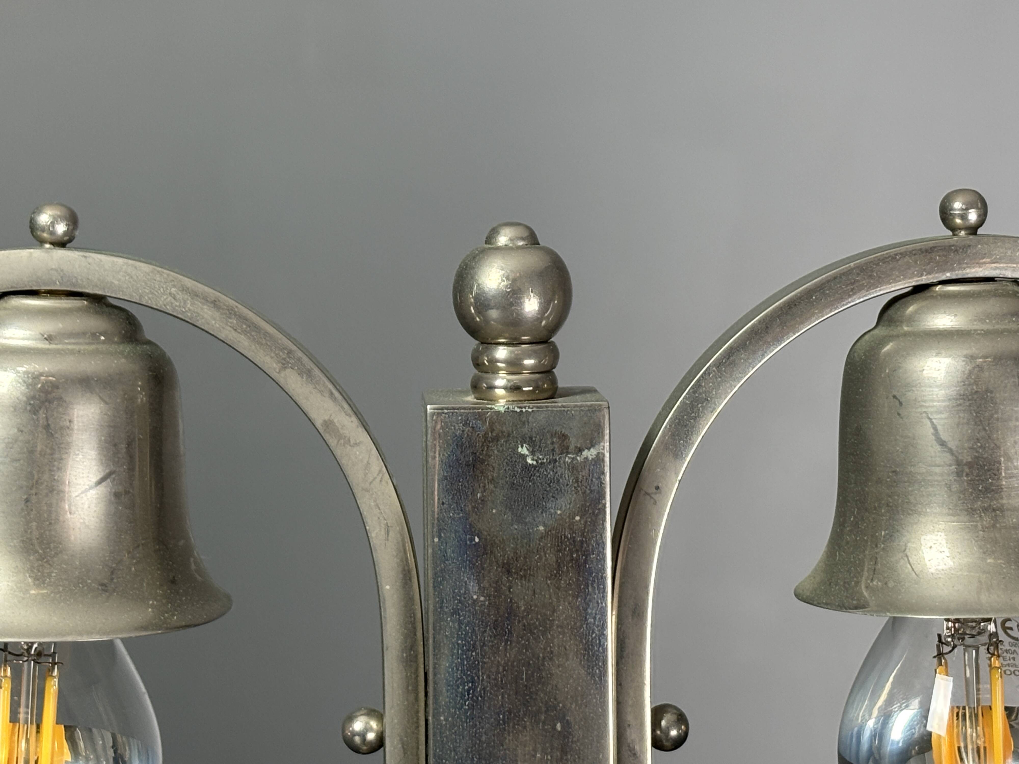 Dutch art deco nickel desk or table lamp, 1930s