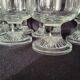 10 verres à pied vintage en verre moulé