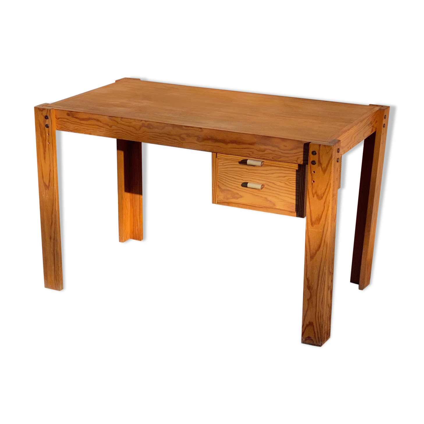 Adjustable pine desk design from the 80s