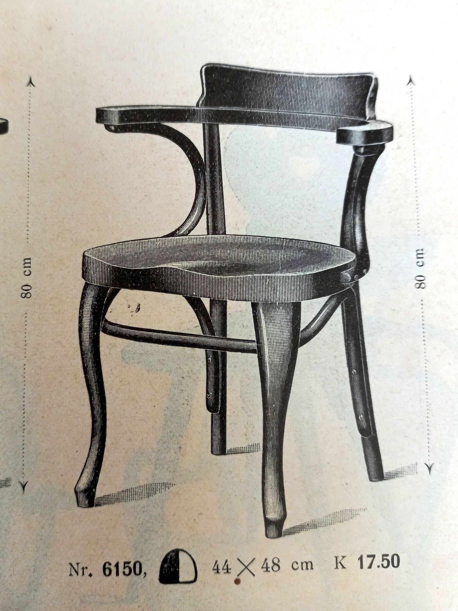 Thonet office chair No. 6150 from 1911, saddle wood seat - Bentwood -