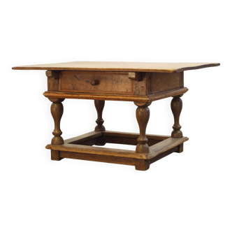Baroque antique Nordic provincial oak table 1800s rustic farmhouse, rich patina