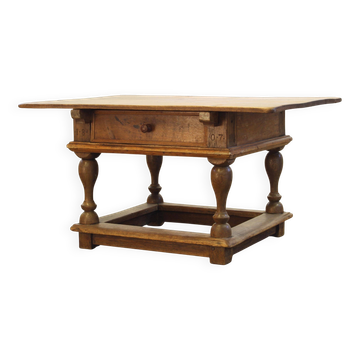 Baroque antique Nordic provincial oak table 1800s rustic farmhouse, rich patina