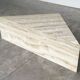Up & Up large Italian Brutalist travertine coffee table, two-piece geometric mod