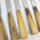 Set of 6 vintage horn table knives