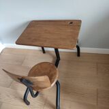 Bureau écolier vintage bois et métal