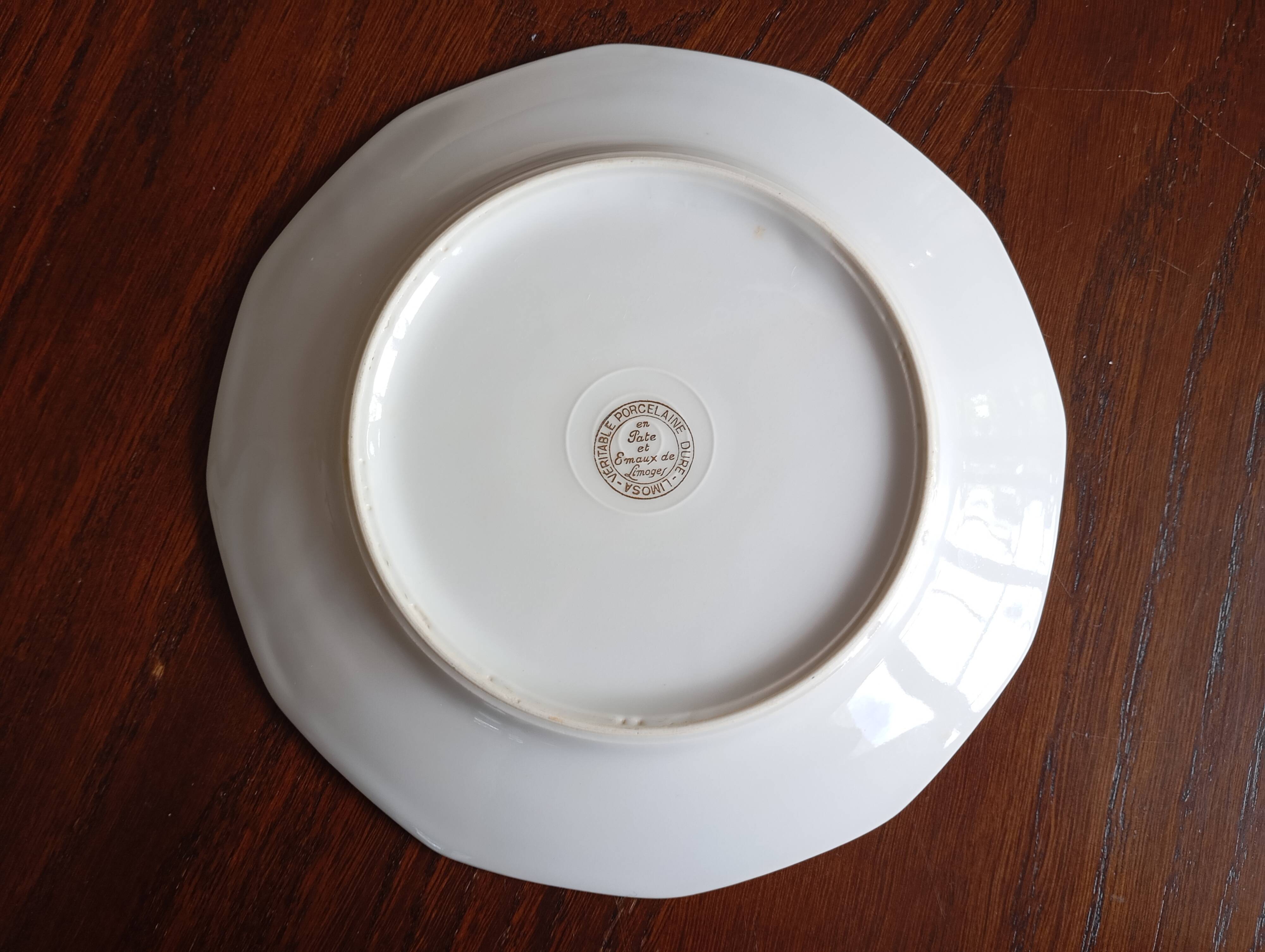 6 Limosa hard porcelain dessert plates (Limoges)