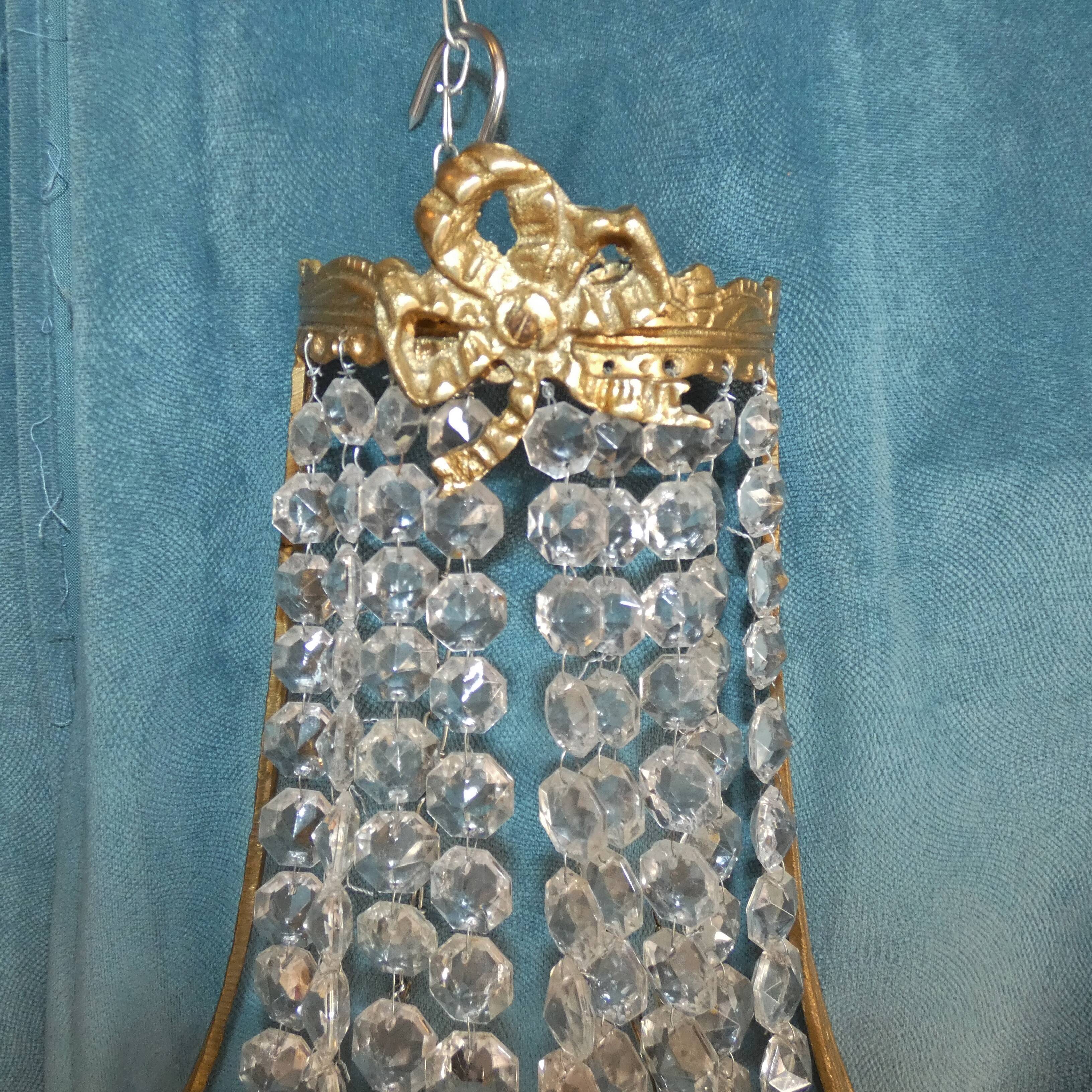 Pair Sconces Hot Air Balloon Bronze Crystal Style Louis XVI 55 cms