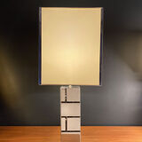 Vintage Curtis Jere table lamp, chrome and white, 1970