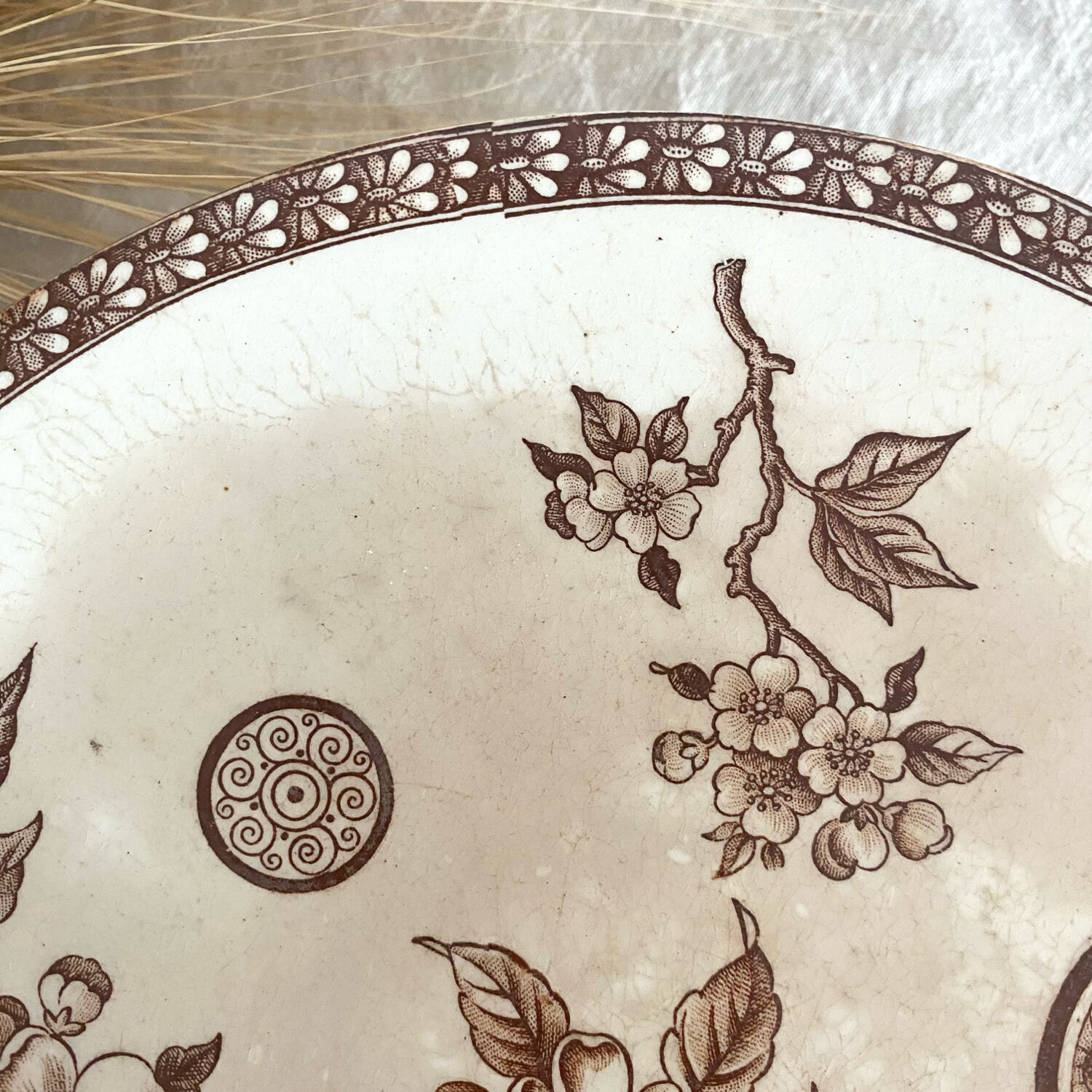 Marguerite ironstone cake stand on foot