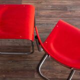 Functionalist Bauhaus Style Red Dining Chairs By Kovona, 1940s