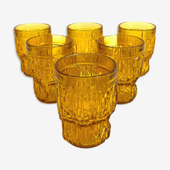 Service of 6 vintage yellow glasses