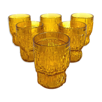 Service of 6 vintage yellow glasses