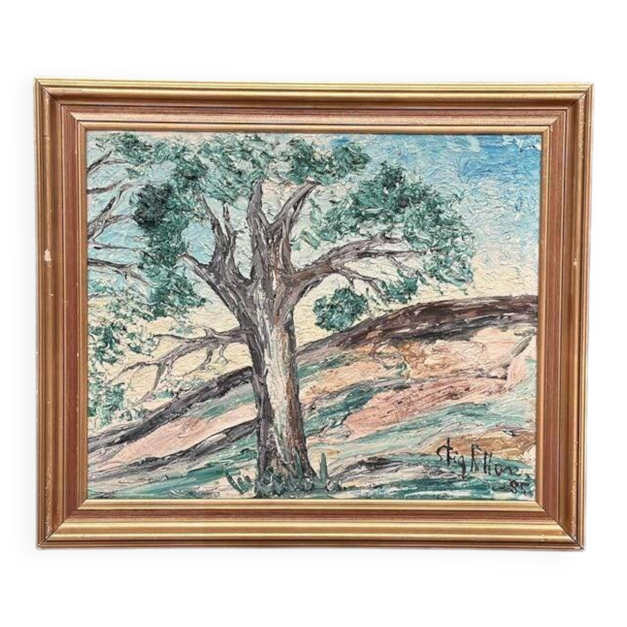 Original Swedish Oil on Canvas – “Tree” by Stig Allan