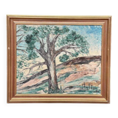 Huile sur toile originale suédoise – « Arbre » par Stig Allan