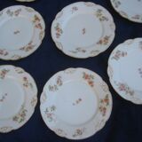 Ancien service a dessert, limoges, festonné, a fleurs et or
