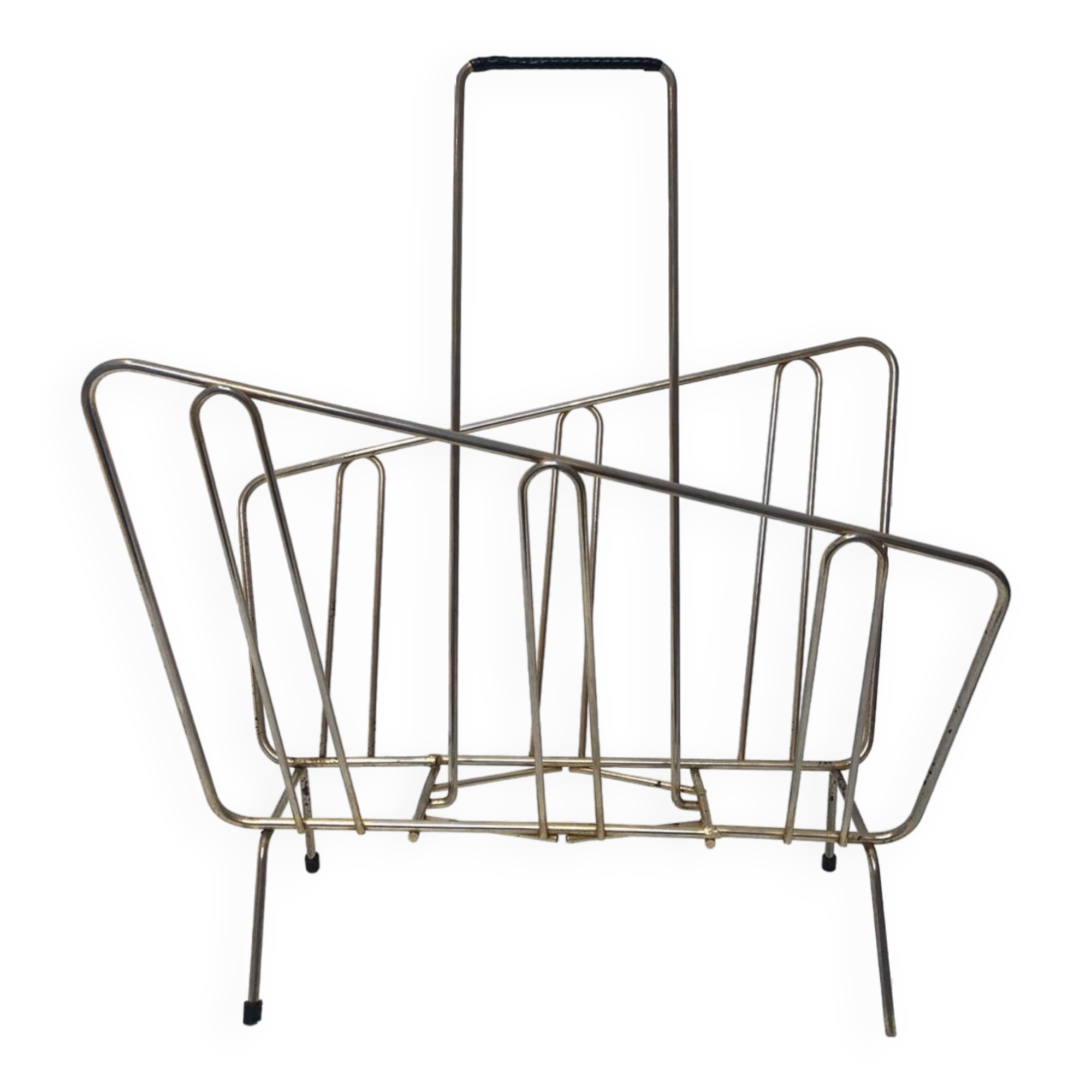 Vintage gold magazine rack, 1970