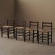 Set of four wooden and straw chairs, around 1960.