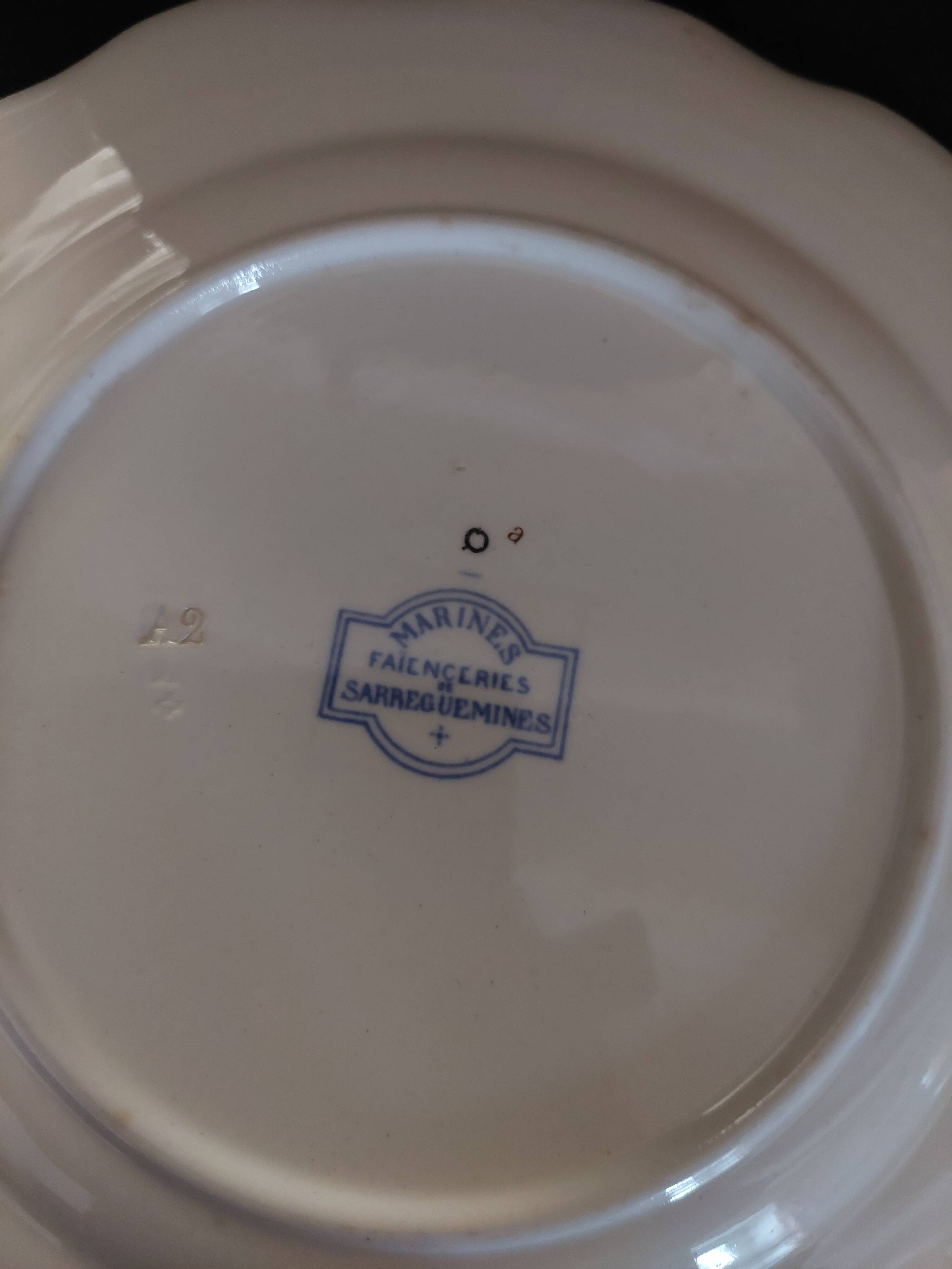 Sarreguemines earthenware plate with Marine decor late 19th century early 20th century