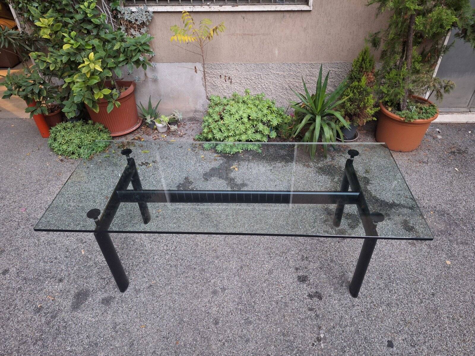 Italian Black Model LC6 Dining Table by Le Corbusier, 1980s