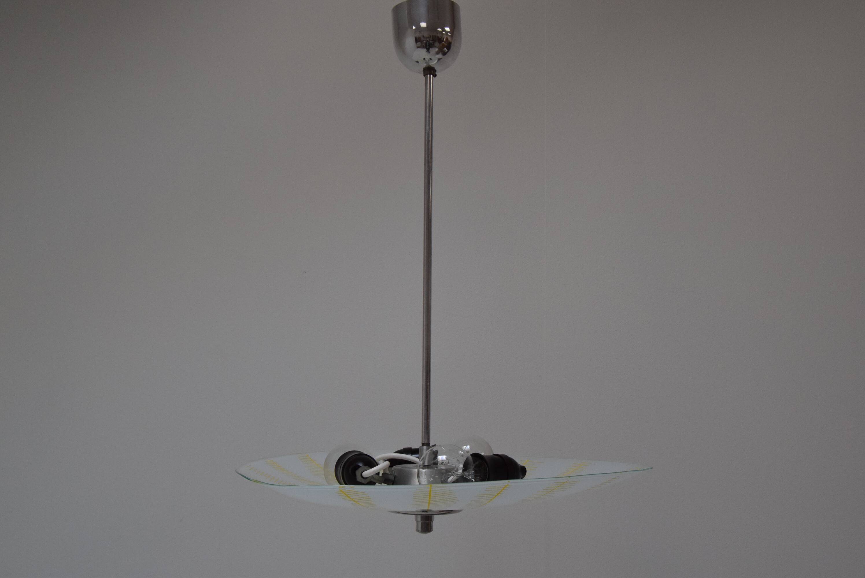 Mid-century glass pendant by Napako, Czechoslovakia, 1970s.