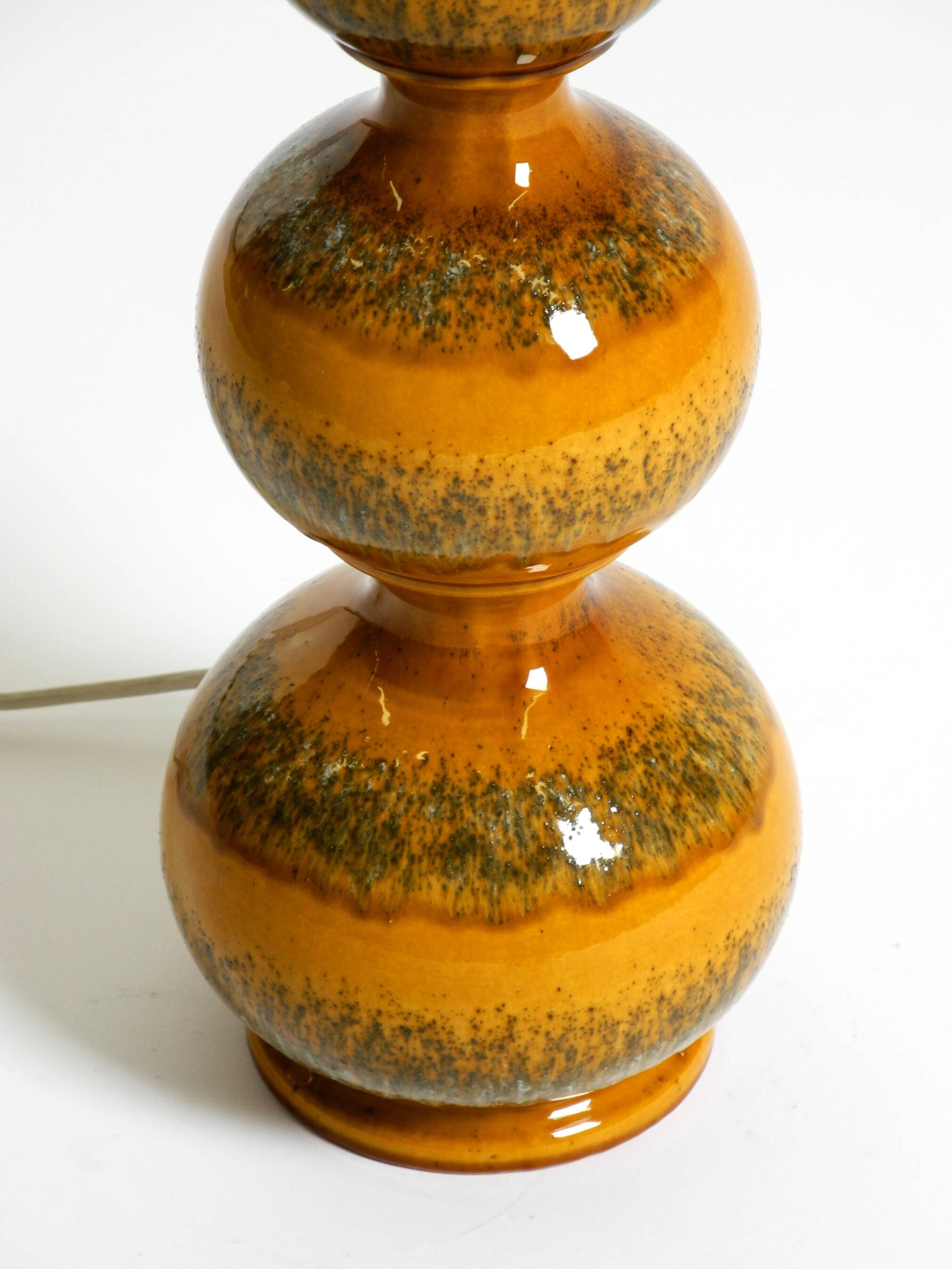 Large 1960s ceramic table or floor lamp in light brown by Kaiser Leuchten