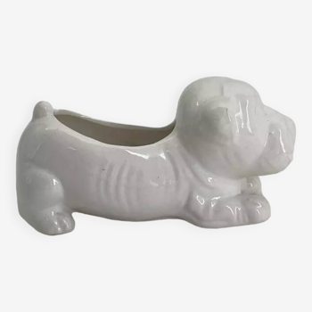 Ceramic flower pot in the shape of a dog