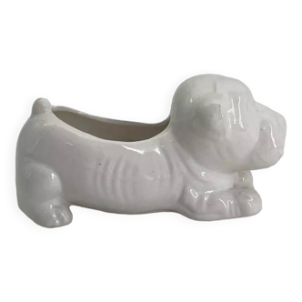 Ceramic flower pot in the shape of a dog