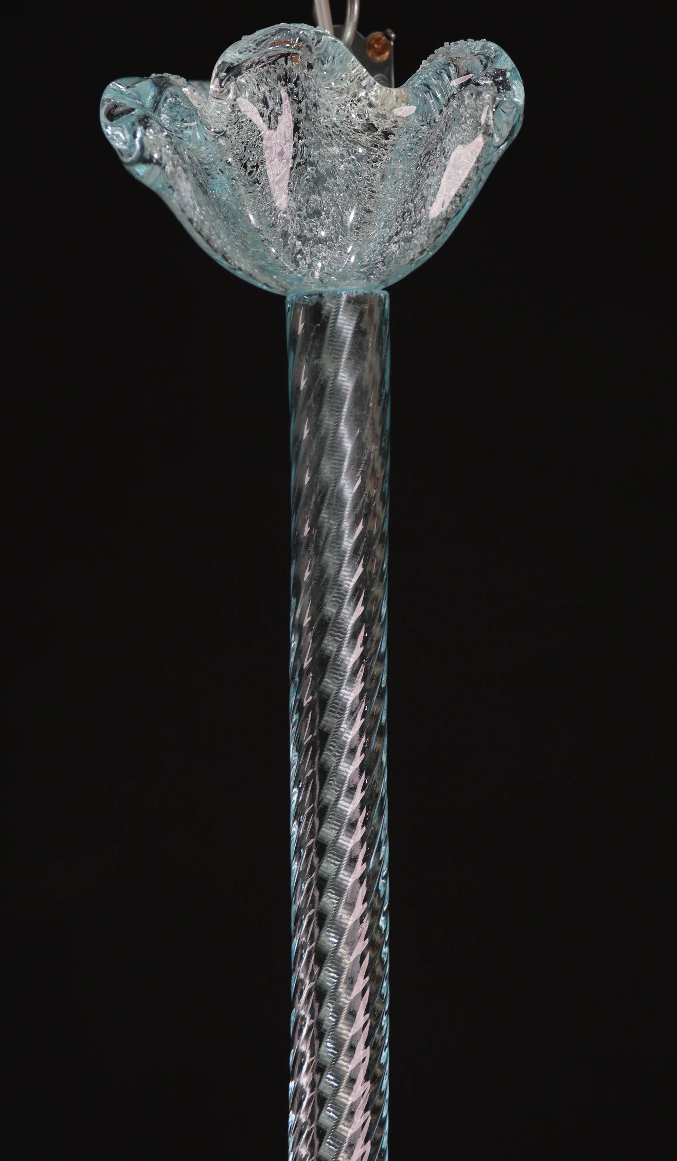 Rare Blu Pendant Light Murano Glass by Barovier e Toso, 1950