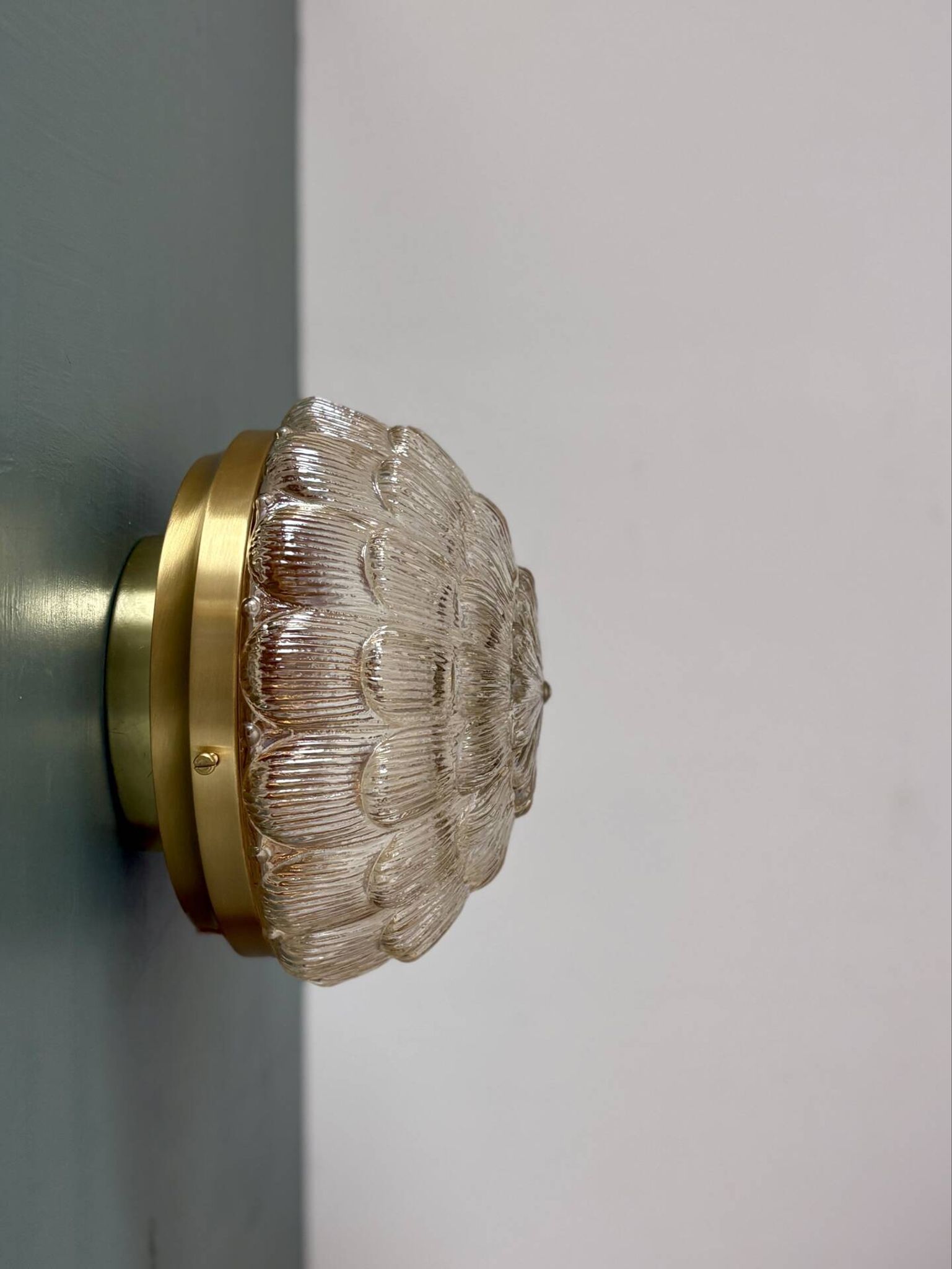 Vintage amber moulded glass wall or ceiling light globe