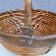 Rattan and brass basket 1970