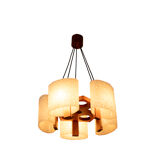 Pendant light in granite resin and wood, 1950s