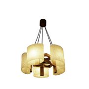 Pendant light in granite resin and wood, 1950s