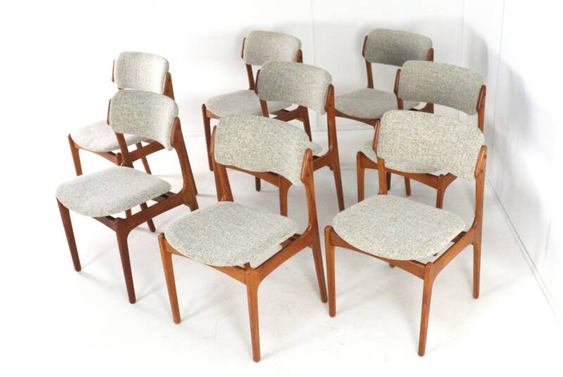 Set of 8 Erik Buch chairs for O.D. Møbler model 49 'Bur' - Danish design