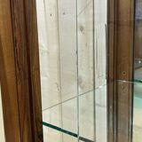 Vitrine des années 60 en palissandre, acajou et poignées cuir