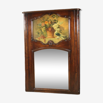 Miroir de cheminée italien en bois du 20ème siècle