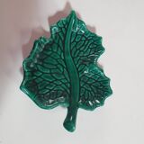 Empty pocket dish in green ceramic barbotine in Ferlay Vallauris, a small sparkle 17cm by 14cm