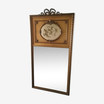 Trumeau miroir style Louis XVI à angelots 89x172cm