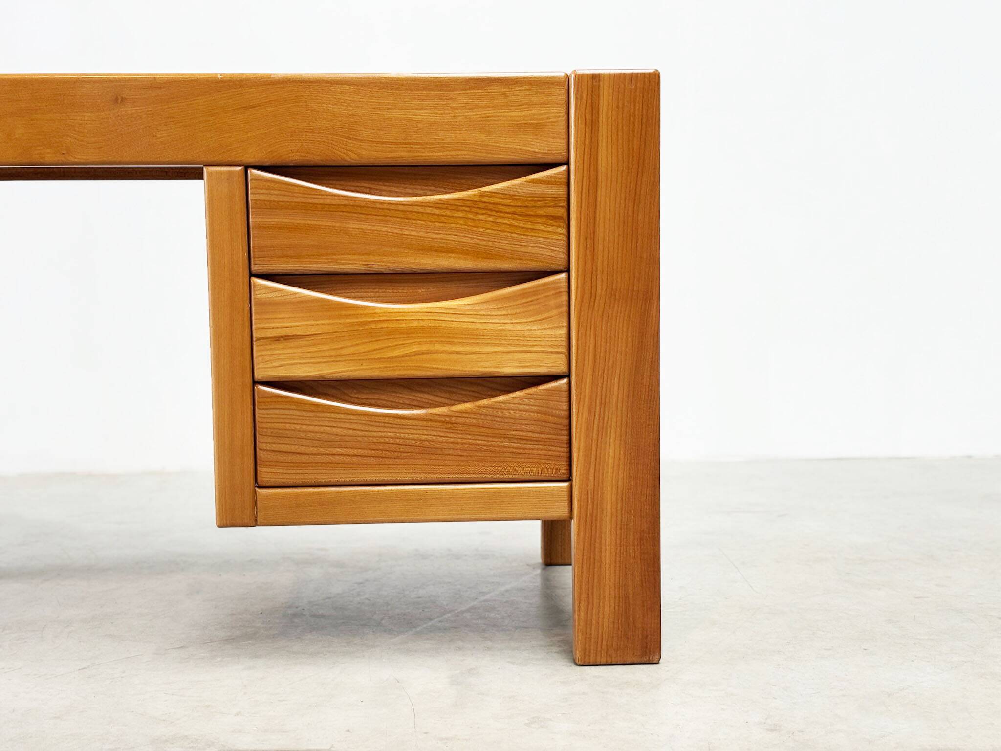 Solid elm desk by Roland Haeusler for Maison Regain
