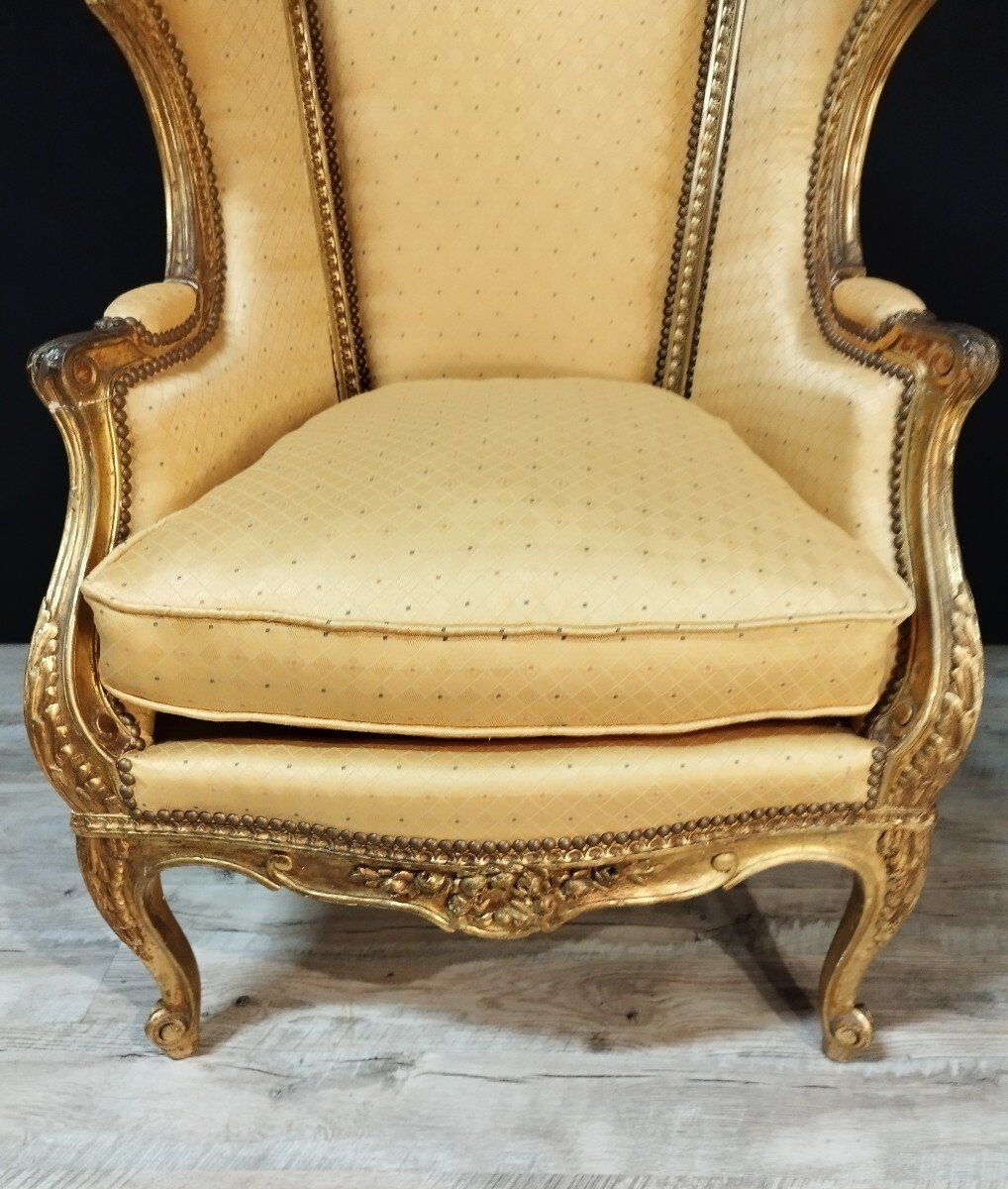 Pair of shepherdess style Louis XV gilded wood XIXth