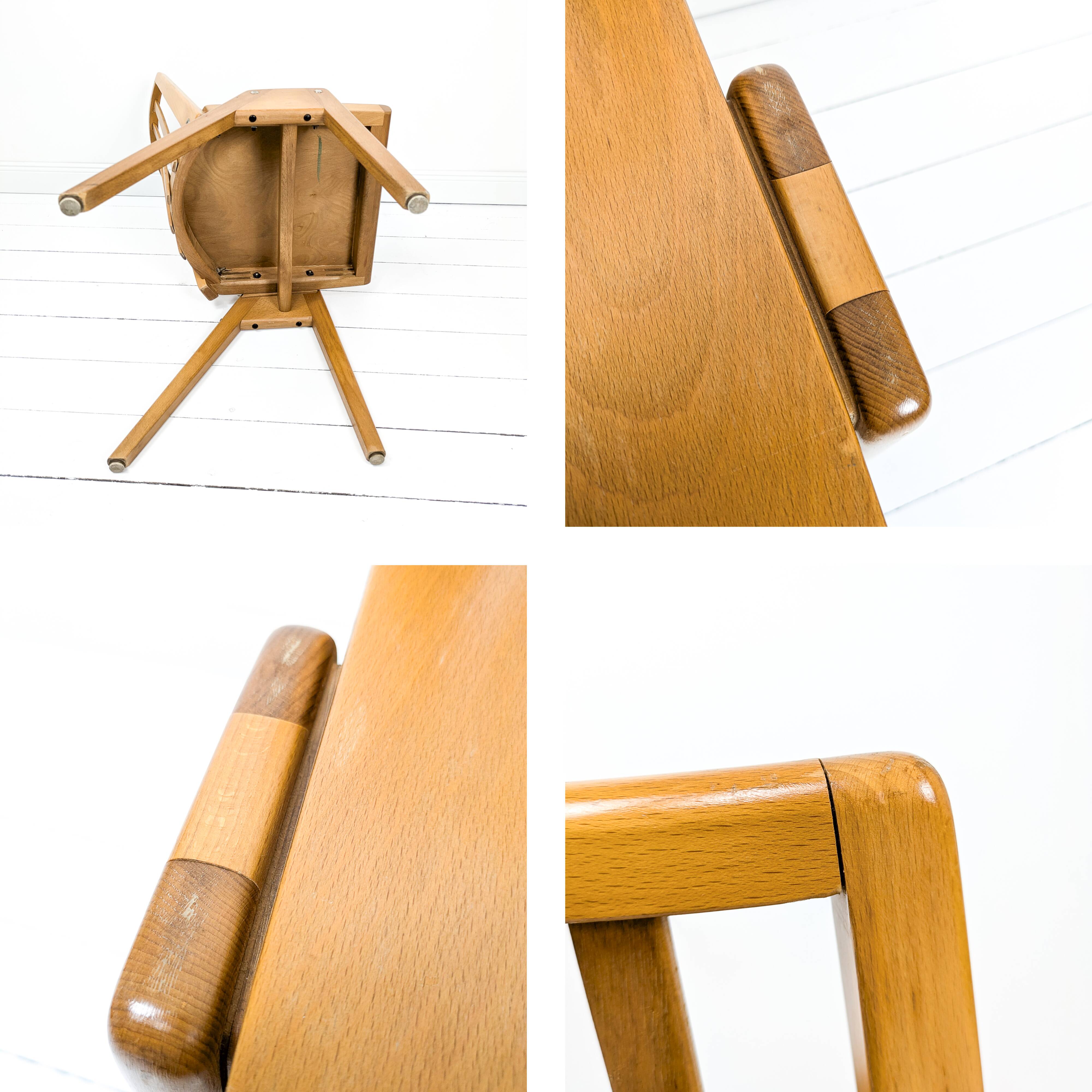 Set of 4 Danish Design Mid Century Wooden Stacking Chairs Streben Vintage Skandi Wooden Chair