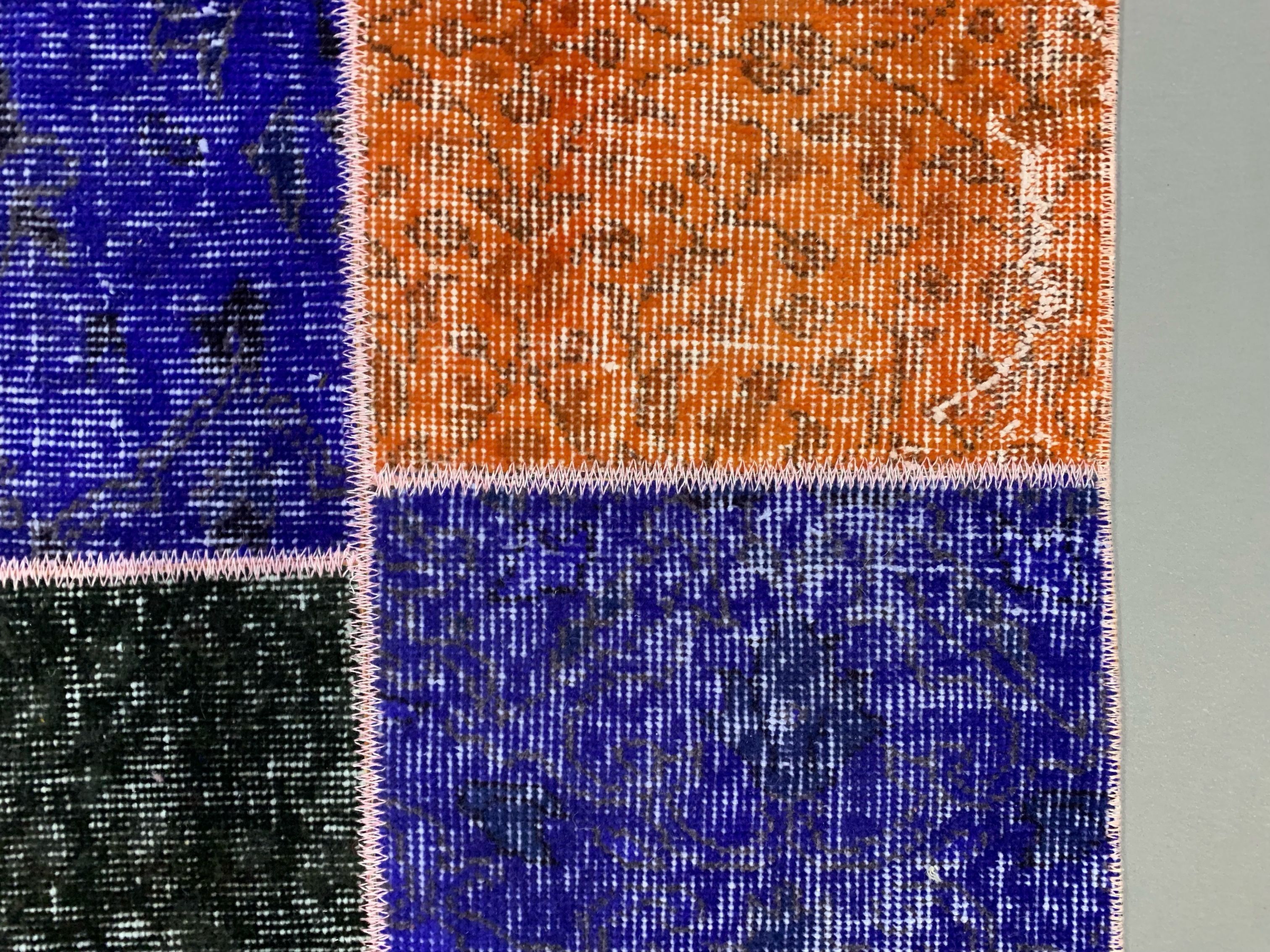 Distressed vintage turkish patchwork rug 150x100 cm wool medium