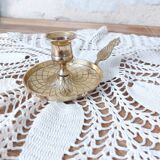 Brass candle holder with pineapple handle, France 50s/60s