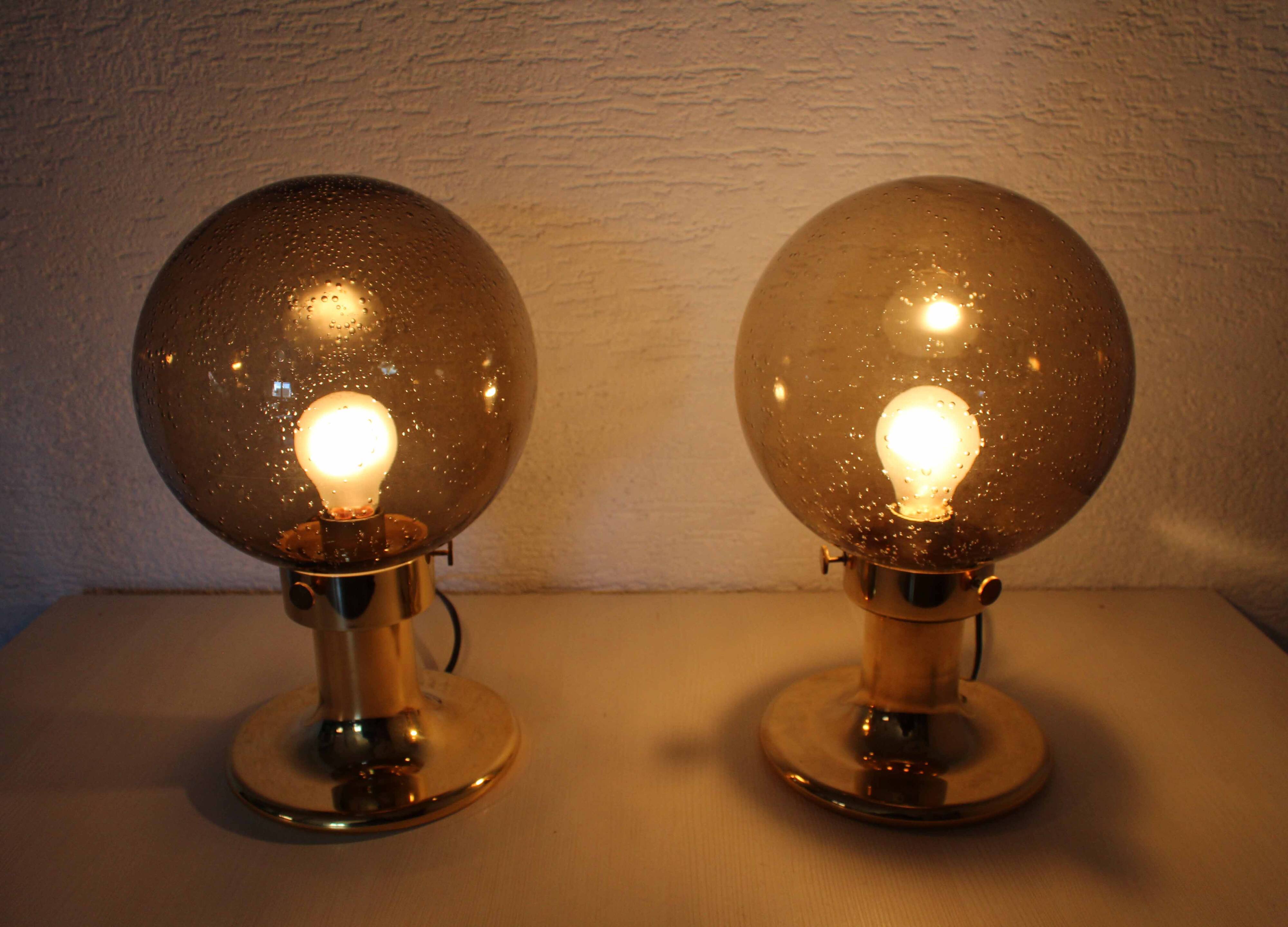 Pair of Space Age smoked glass lamps 1970